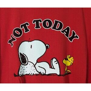 Peanuts Snoopy Woodstock "Not Today" Graphic T-Shirt Adult 2XL Red Stretch